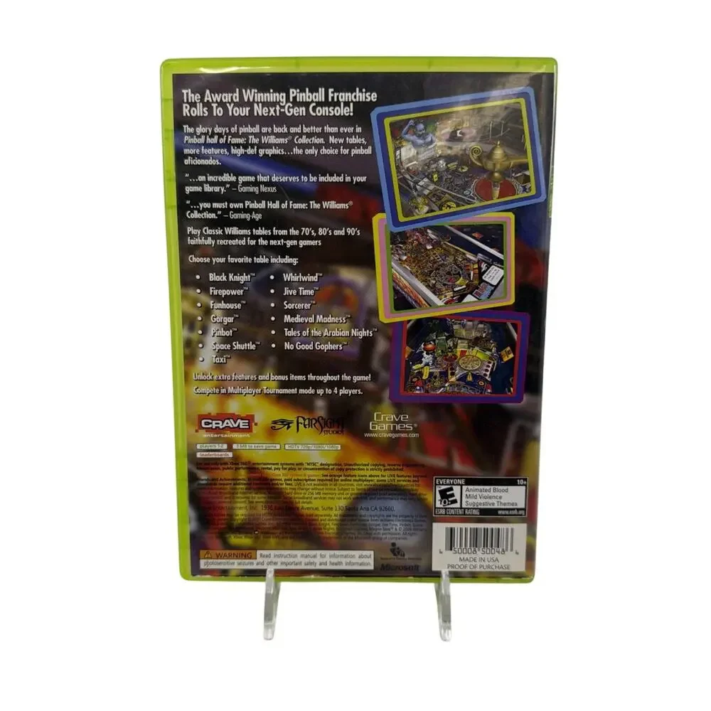 Pinball Hall of Fame: The Williams Collection Xbox 360, 2009 CIB Tested Working